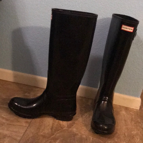 Hunter Glossy Tall Rain Boots - Picture 2 of 5